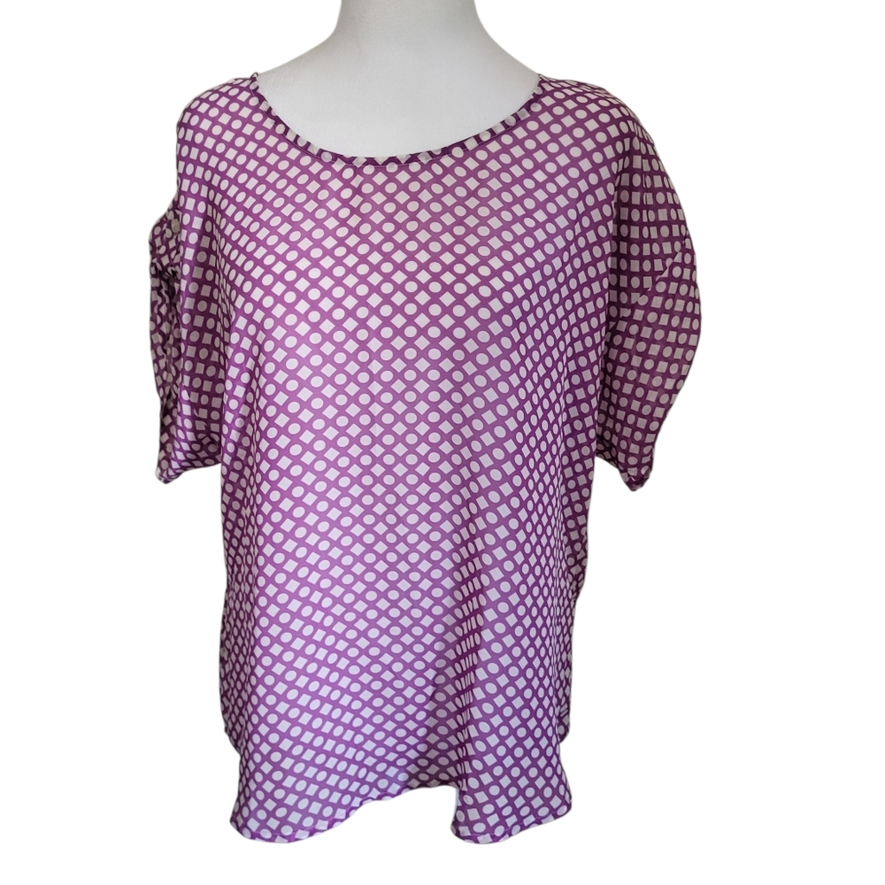 Gap Tab Sleeve Blouse Pink/White sz S